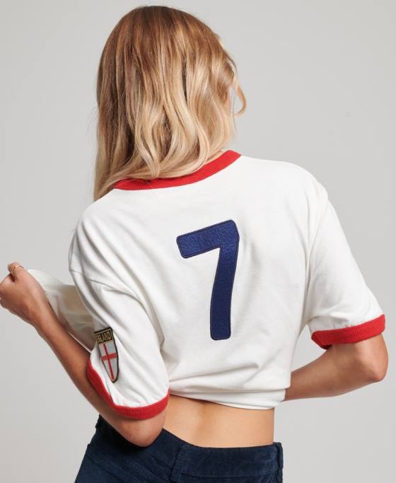 Superdry x Ringspun tricou fotbal anglia îmbrăcăminte alb femei JX0Z2745