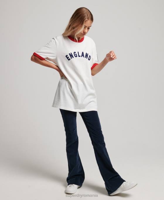 Superdry x Ringspun tricou fotbal anglia îmbrăcăminte alb femei JX0Z2745