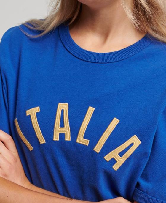 Superdry x Ringspun tricou fotbal italia îmbrăcăminte albastru femei JX0Z2827