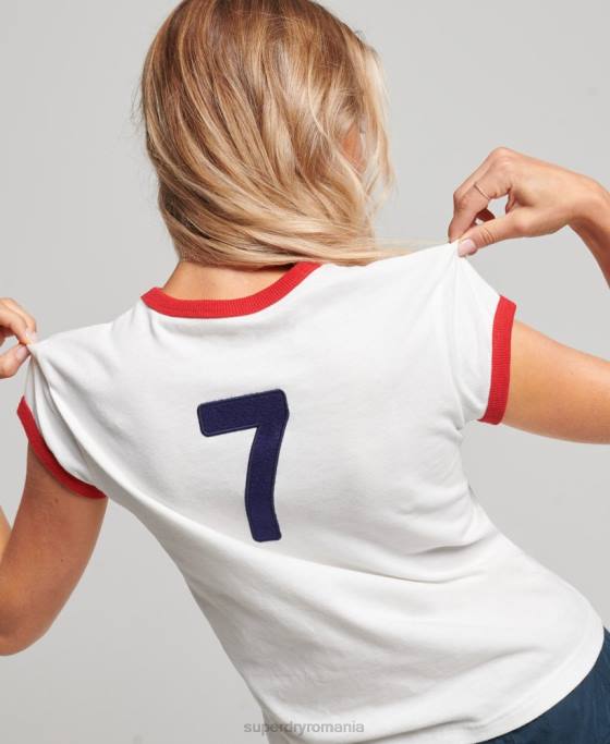 Superdry x Ringspun tricou șapcă fotbal Anglia îmbrăcăminte alb femei JX0Z2751