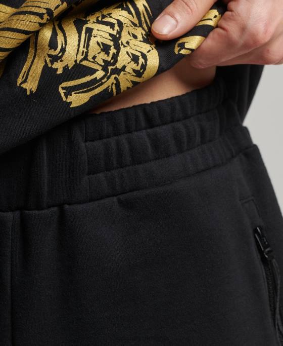 Superdry x pantaloni scurți din tricou surplus îmbrăcăminte negru bărbați JX0Z354