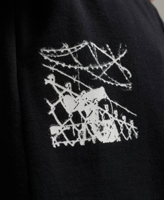 Superdry x pantaloni scurți din tricou surplus îmbrăcăminte negru bărbați JX0Z354