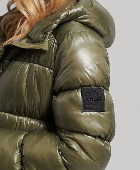 Superdry xpd sport puffline cu paragate îmbrăcăminte verde femei JX0Z3746