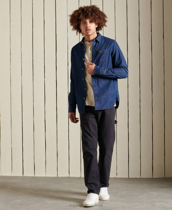 Superdry îmbrăcăminte de lucru cămașă indigo îmbrăcăminte marina bărbați JX0Z238
