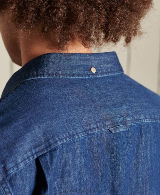 Superdry îmbrăcăminte de lucru cămașă indigo îmbrăcăminte marina bărbați JX0Z238
