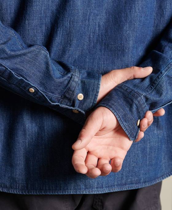 Superdry îmbrăcăminte de lucru cămașă indigo îmbrăcăminte marina bărbați JX0Z238