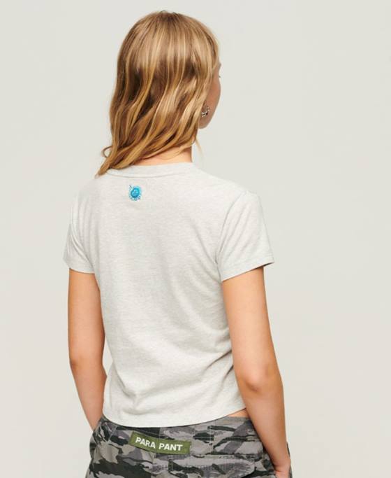 Superdry îmbrăcăminte de lucru tricou grafic cu scripturi îmbrăcăminte gri deschis femei JX0Z2115