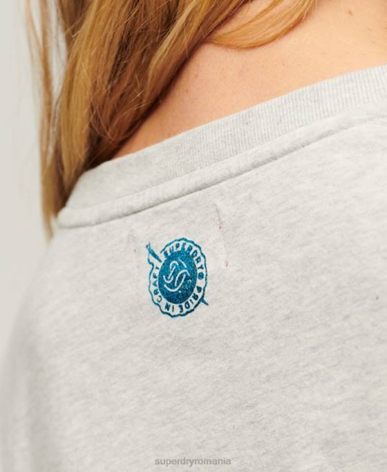 Superdry îmbrăcăminte de lucru tricou grafic cu scripturi îmbrăcăminte gri deschis femei JX0Z2115