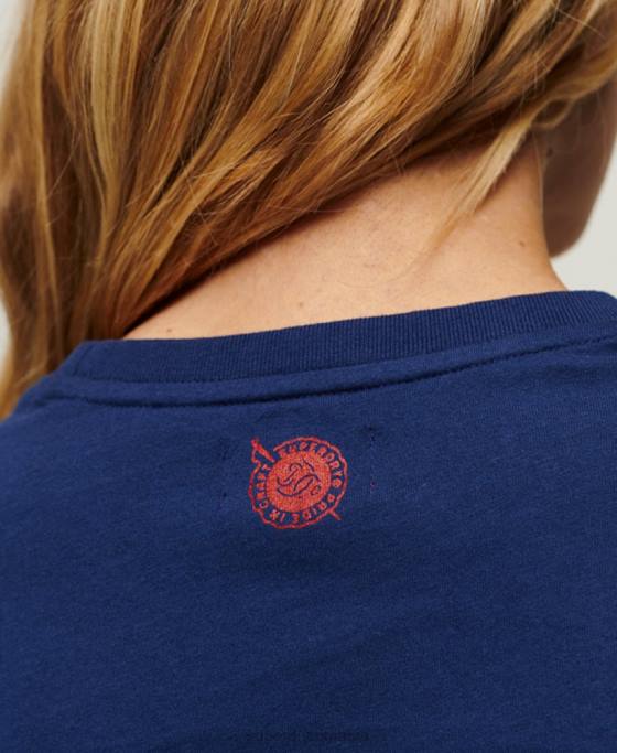 Superdry îmbrăcăminte de lucru tricou grafic cu scripturi îmbrăcăminte marina femei JX0Z1971