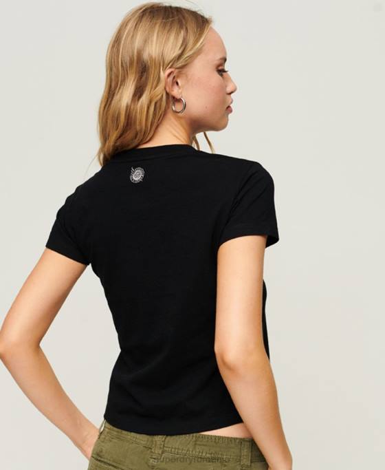 Superdry îmbrăcăminte de lucru tricou grafic cu scripturi îmbrăcăminte negru femei JX0Z2122