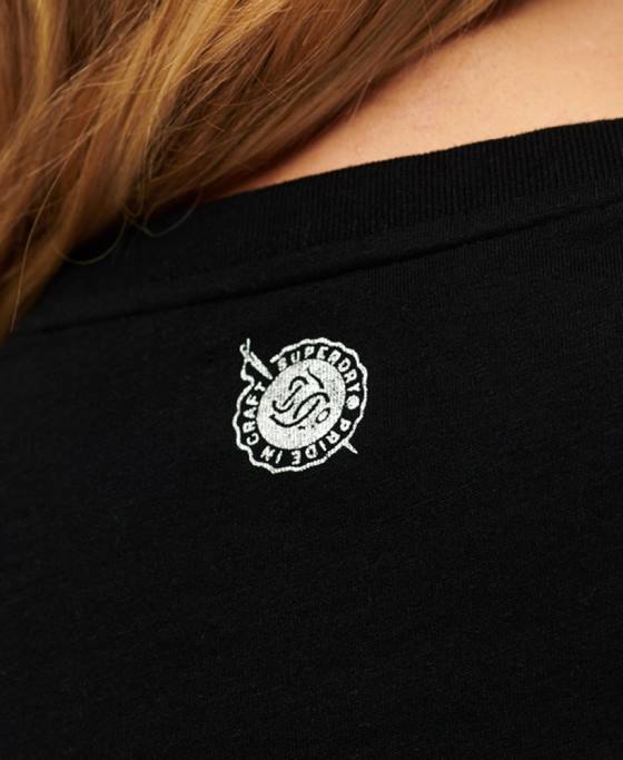 Superdry îmbrăcăminte de lucru tricou grafic cu scripturi îmbrăcăminte negru femei JX0Z2122