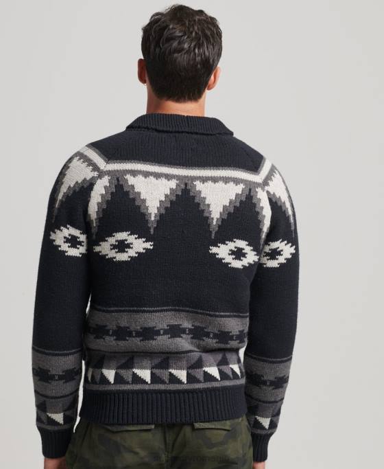 Superdry șal cu model cu fermoar prin cardigan îmbrăcăminte negru bărbați JX0Z5263