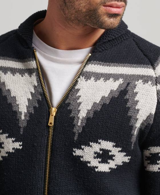 Superdry șal cu model cu fermoar prin cardigan îmbrăcăminte negru bărbați JX0Z5263