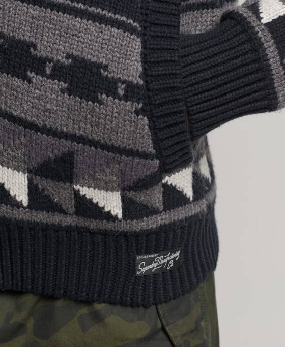 Superdry șal cu model cu fermoar prin cardigan îmbrăcăminte negru bărbați JX0Z5263