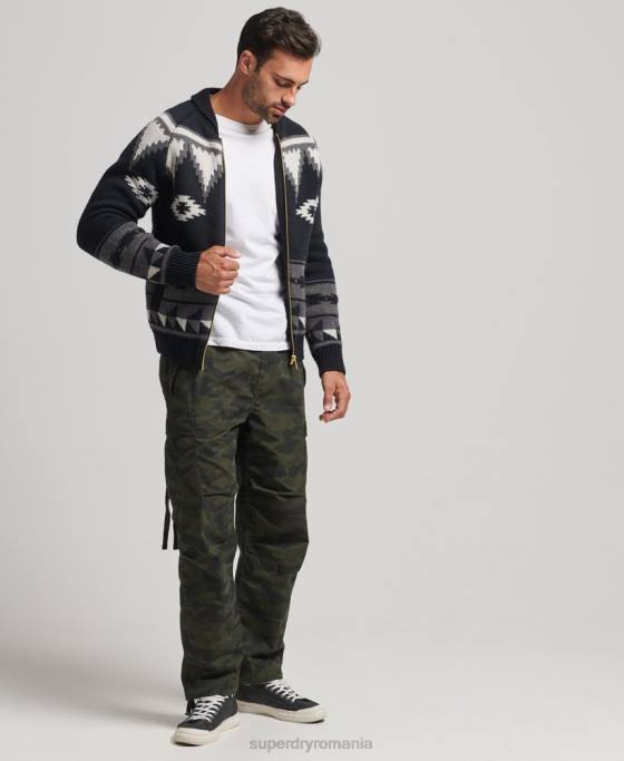 Superdry șal cu model cu fermoar prin cardigan îmbrăcăminte negru bărbați JX0Z5263