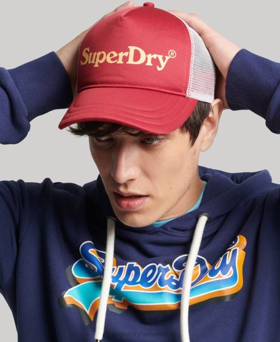 Superdry șapcă de camioner cu grafică de epocă accesorii roșu bărbați JX0Z6367