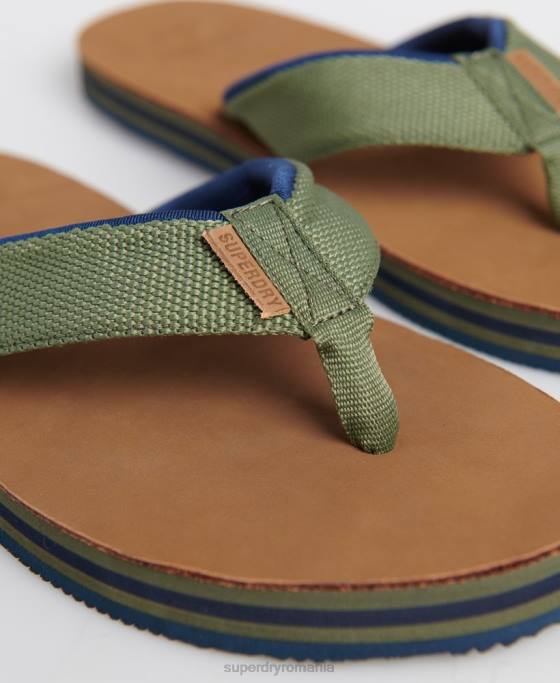 Superdry șlapi din piele de surf pantofi kaki bărbați JX0Z6478