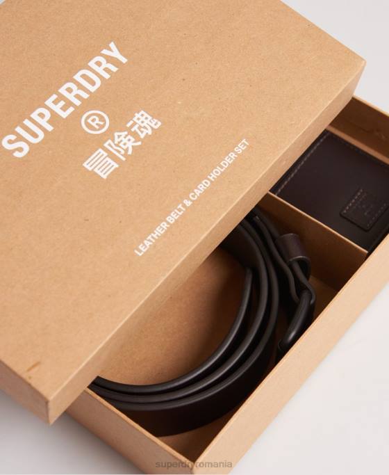 Superdry set curea benson accesorii maro bărbați JX0Z6457