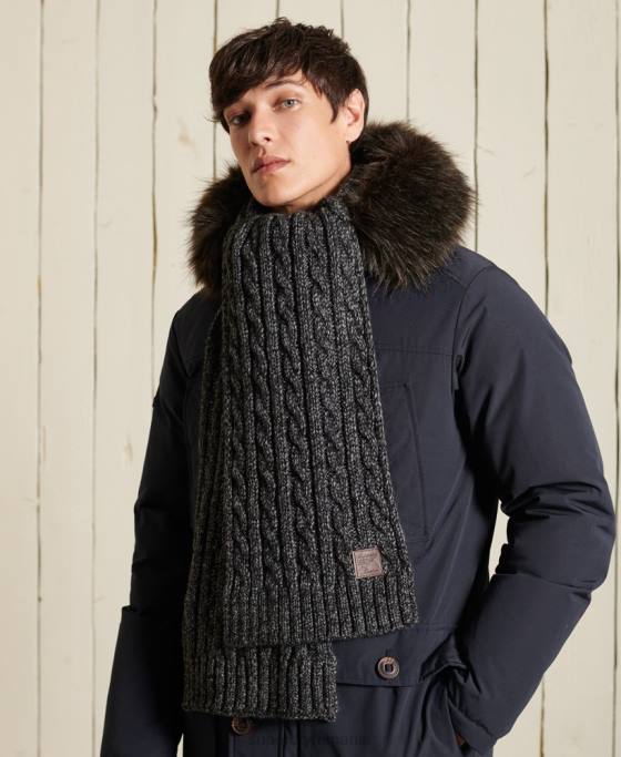 Superdry eșarfă de cablu trauler accesorii gri inchis bărbați JX0Z1816