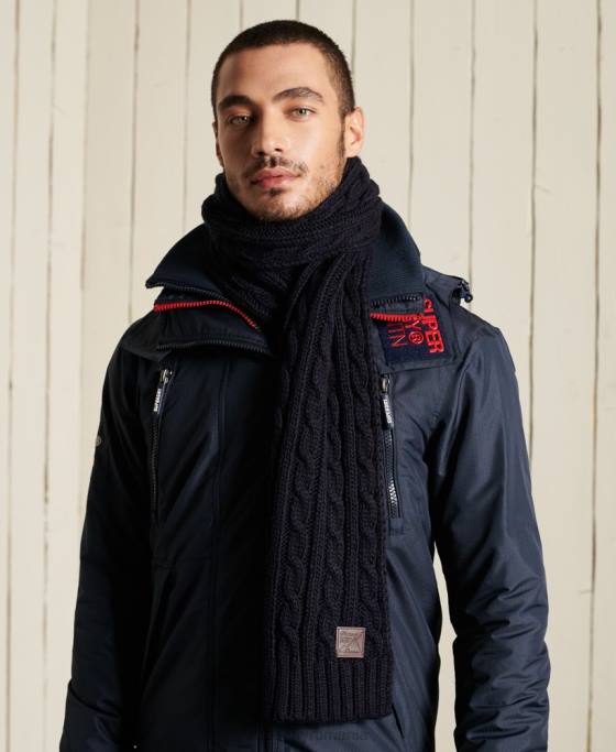 Superdry eșarfă de cablu trauler accesorii marina bărbați JX0Z6409
