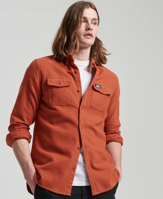 Superdry cămașă de flanel trailsman din bumbac organic îmbrăcăminte portocale bărbați JX0Z158
