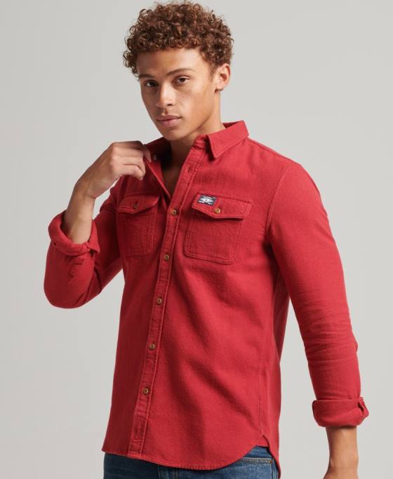 Superdry cămașă de flanel trailsman din bumbac organic îmbrăcăminte roșu bărbați JX0Z161