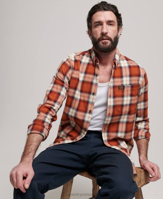 Superdry cămașă de lemn vintage din bumbac organic îmbrăcăminte portocale bărbați JX0Z187