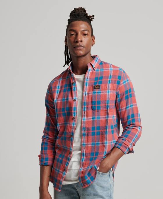 Superdry cămașă de lemn vintage din bumbac organic îmbrăcăminte roșu bărbați JX0Z176