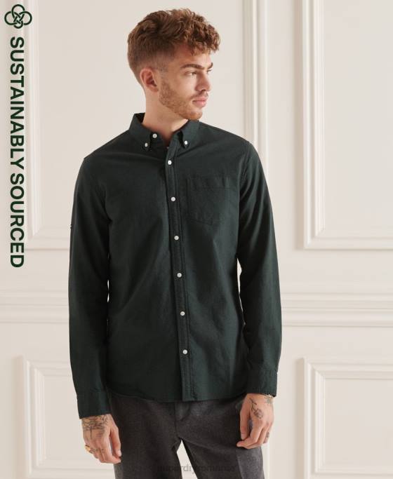 Superdry cămașă uni oxford din bumbac organic îmbrăcăminte verde bărbați JX0Z226