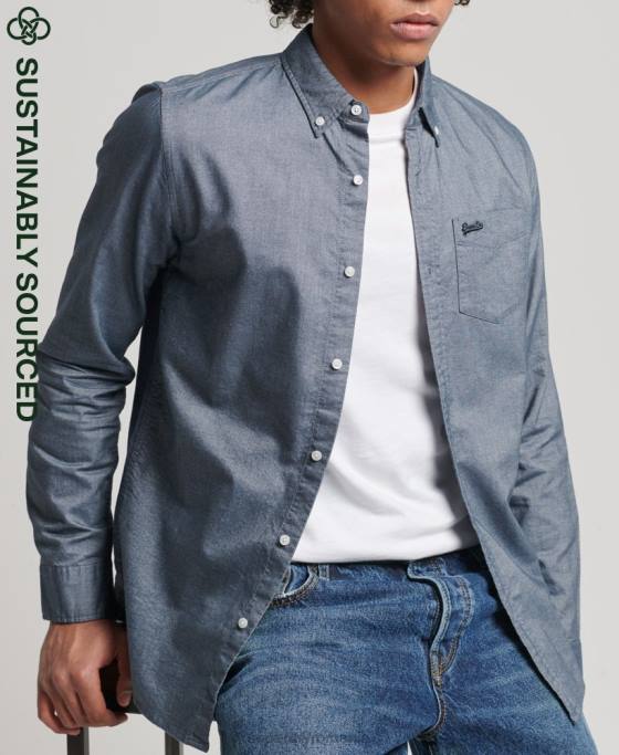 Superdry cămașă vintage oxford din bumbac organic îmbrăcăminte marina bărbați JX0Z185