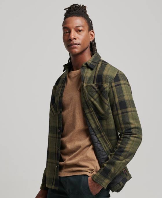 Superdry magazin comerciant – supracămașă matlasată îmbrăcăminte verde bărbați JX0Z175