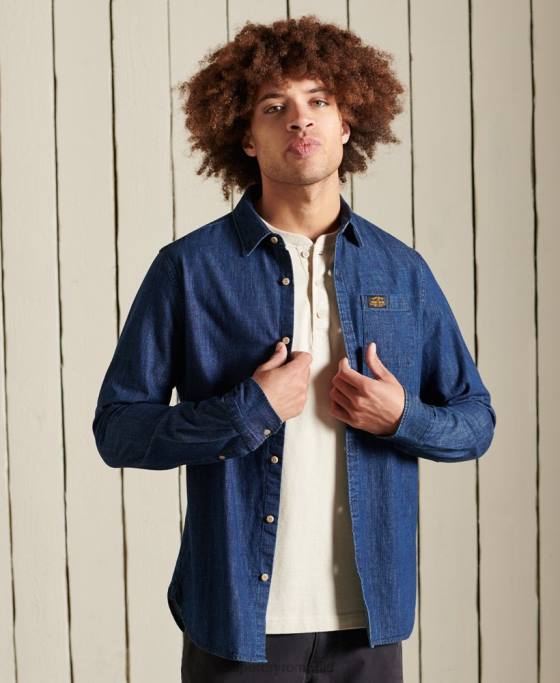 Superdry îmbrăcăminte de lucru cămașă indigo îmbrăcăminte marina bărbați JX0Z238