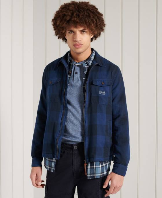 Superdry peste cămașă de flanel îmbrăcăminte albastru bărbați JX0Z237