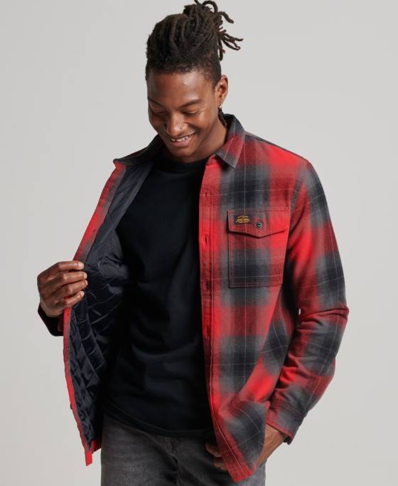 Superdry peste cămașă matlasată cu carouri îmbrăcăminte roșu bărbați JX0Z6393