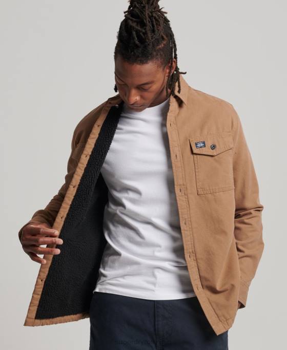 Superdry supracămașă Miller căptușită cu borg îmbrăcăminte maro bărbați JX0Z166