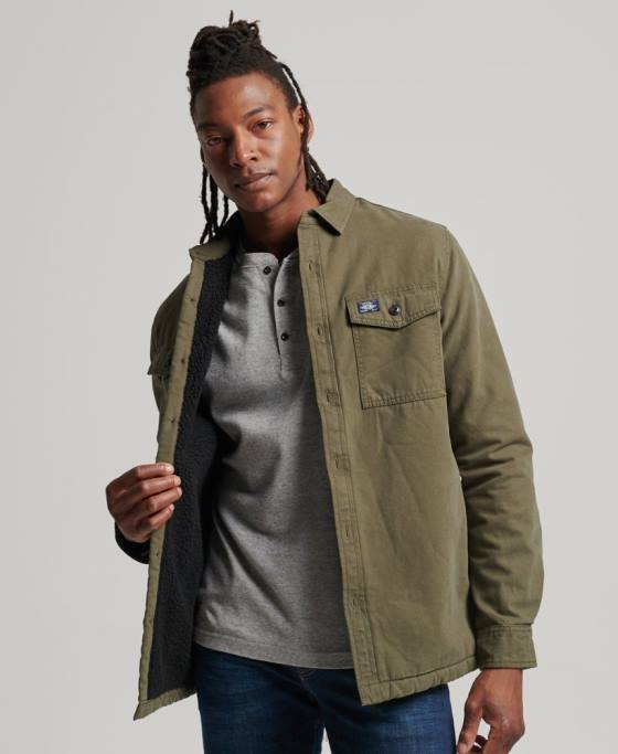 Superdry supracămașă Miller căptușită cu borg îmbrăcăminte verde bărbați JX0Z163