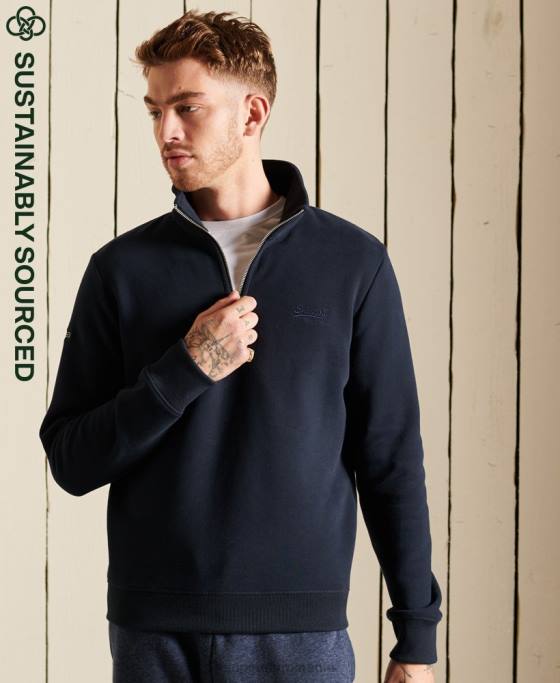 Superdry Hanorac henley cu fermoar brodat cu logo vintage îmbrăcăminte marina bărbați JX0Z5038