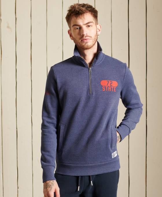 Superdry Top de atletism cu jumătate de fermoar îmbrăcăminte albastru bărbați JX0Z823