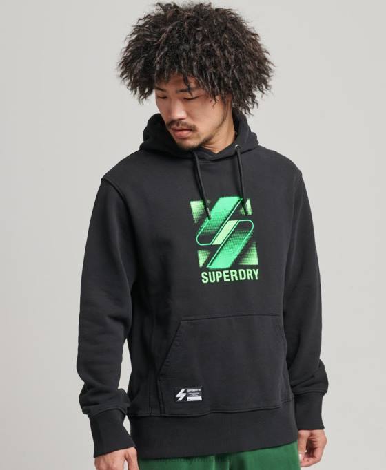Superdry cod semitonuri largi cu glugă îmbrăcăminte negru bărbați JX0Z800