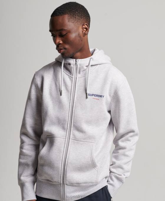 Superdry cod sportswear hanorac cu fermoar îmbrăcăminte gri bărbați JX0Z543