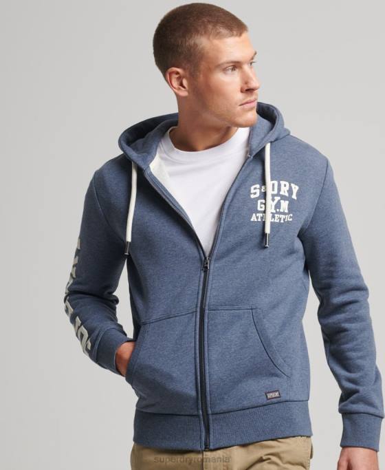 Superdry hanorac atletic cu fermoar pentru sală îmbrăcăminte marina bărbați JX0Z468