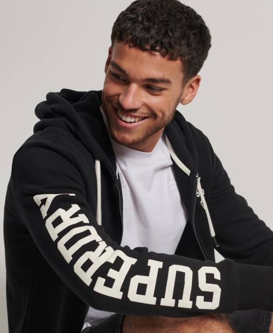 Superdry hanorac atletic cu fermoar pentru sală îmbrăcăminte negru bărbați JX0Z473