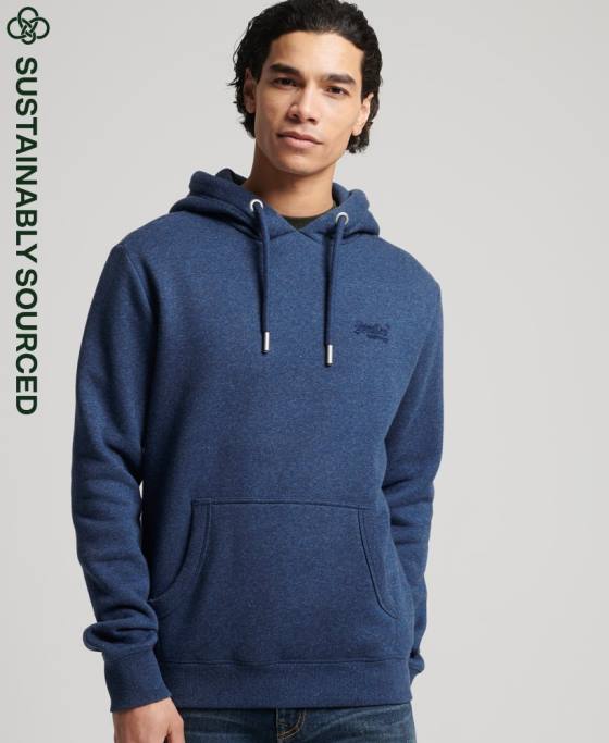 Superdry hanorac brodat cu logo vintage din bumbac organic îmbrăcăminte albastru bărbați JX0Z5017
