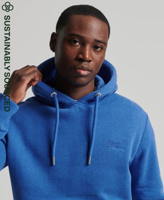 Superdry hanorac brodat cu logo vintage din bumbac organic îmbrăcăminte albastru bărbați JX0Z5152