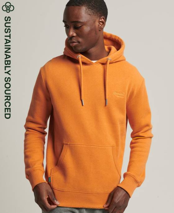 Superdry hanorac brodat cu logo vintage din bumbac organic îmbrăcăminte galben bărbați JX0Z744