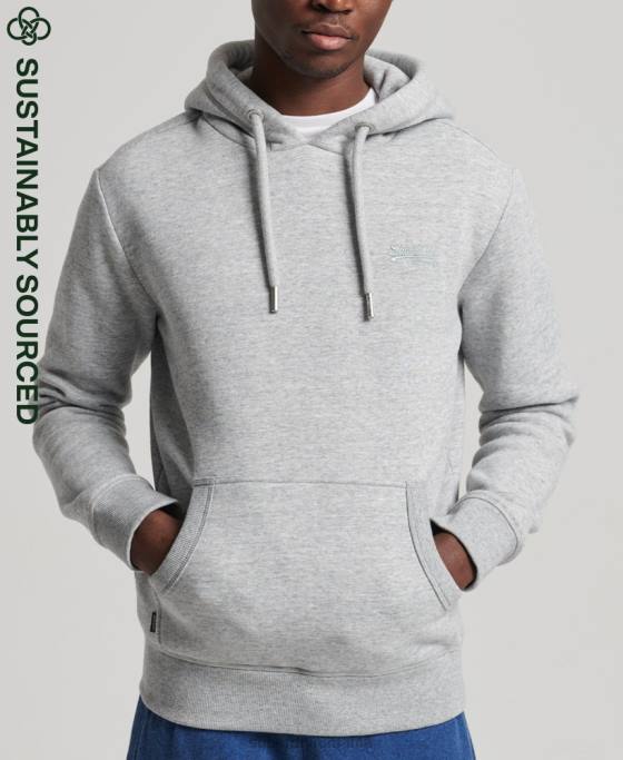 Superdry hanorac brodat cu logo vintage din bumbac organic îmbrăcăminte gri bărbați JX0Z644