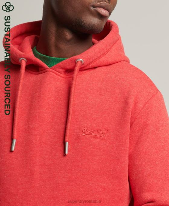 Superdry hanorac brodat cu logo vintage din bumbac organic îmbrăcăminte roșu bărbați JX0Z5070