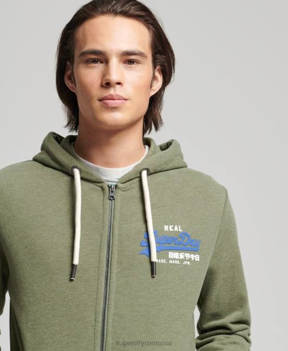 Superdry hanorac clasic cu fermoar cu logo vintage îmbrăcăminte verde bărbați JX0Z840