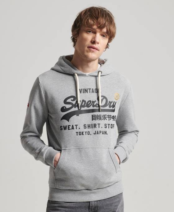 Superdry hanorac clasic magazin logo vintage îmbrăcăminte gri bărbați JX0Z502