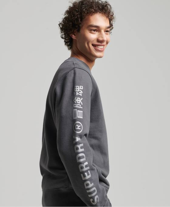Superdry hanorac cod liniar loose crew îmbrăcăminte gri inchis bărbați JX0Z5125